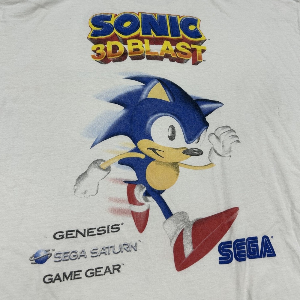 Sega Sonic 3D Blast T-Shirt Mens XL White Vintage 90s Promo Video Game Graphic